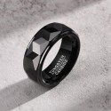 Herrenringring in schwarzer Wolfram - geometrische faule Facetten