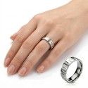 Bague Alliance Femme Titane Massif - Anneau Strié Effet Ondulé