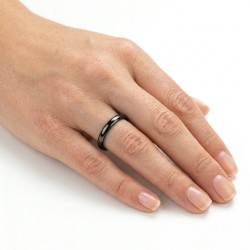 Alliance Femme Homme Mixte Tungstène Noir 4mm | Bague Personnalisable 2