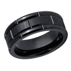 Black Tungsten Men's Ring - Gaufrée & Customizable surface 2