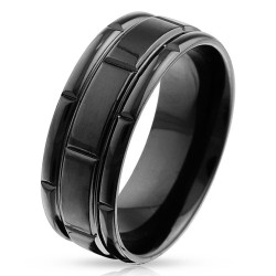 Black Tungsten Men's Ring - Gaufrée & Customizable surface