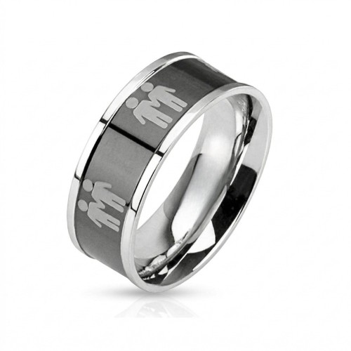 Anello asciugamano nero uomo in acciaio nero - simbolo Unione gay e orgoglio