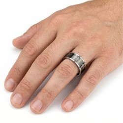 Bague Alliance Homme Acier Noir - Symbole Union Gay & Fierté 2