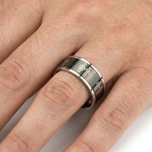 Bague Alliance Homme Acier Noir - Symbole Union Gay & Fierté Homosexuel
