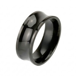 Anello uomo in titanio nero - design concavo stile automobilistico