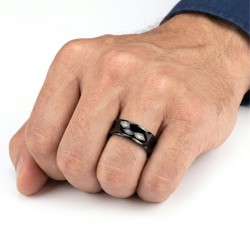 Anello uomo in titanio nero - design concavo stile automobilistico 2