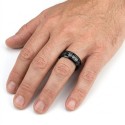 Man ring ring black steel with frank-masonry symbol & customizable