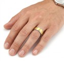 Mixed Men's Alliance Ring Bicolor Steel - Brushed Golden Headband & Engraving