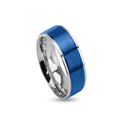 Anillo azul de acero y acero de la alianza mixta | Pareja