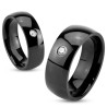 Anello anello in acciaio nero misto da uomo misto - Zirconia e incisione solitaria