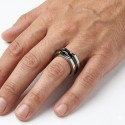 Anillo de anillo de los hombres de titanio - Diseño y grabado de Facette Negro