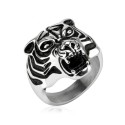 Men's Solid Steel Knight-Open Mouth Fair Tiger Head
