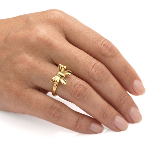 Anillo de mujer de acero inoxidable de oro con chic y glamour mariposa nudo