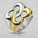 Women's Engagement Ring Stainless Steel With Duo Hearts Interleaved Two-Color