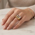 Engagement Ring for Women Stainless Steel - Chinese Duo Hearts Interleaved Two-Color