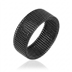 Mischringring im schwarzen Milan-Mesh - Stahlritterstil