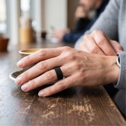 Anillo de anillo mixto en malla negra de Milán - Estilo de caballero de acero 2