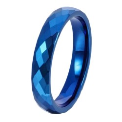 Alliance Uomo Tungsteno Blu Elettrico 4mm - Anello Facette & Engraving