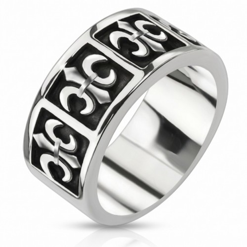 Stainless Steel Man Ring - Royal Lys Flower Ring to Engrave