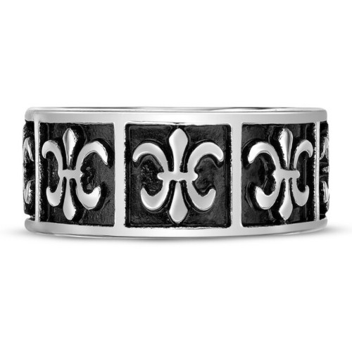 Bague Homme en Acier Inoxydable - Anneau Fleur de Lys Royale à Graver