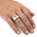 Bague pour Homme Acier Inoxydable Poli - Anneau Chic Pavé de Pierres