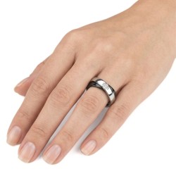 Anello di fidanzamento Acciaio inossidabile femminile - Anelli DUO INTERLACIATI NERA E SILVER 2