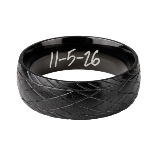 Black ring with inside completely smooth for perfect fit and ready to accommodate laser customization