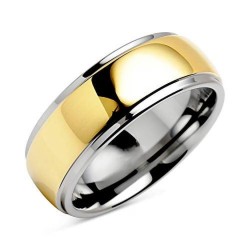 Alliance Fiançailles Homme Titane - Anneau Bicolore Or & Argent à Graver