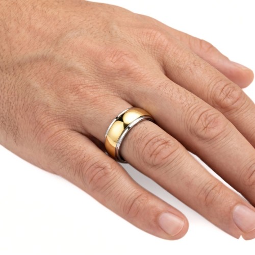 Allianz-Engagement für Männer in Titan - Bi-Color Ring Gold & Silver zu Engrave