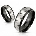 Pareja de alianza acero inoxidable - plateado y anillo bicolor negro