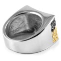 Chevalière Pour Homme Acier Inoxydable - Bague Bling-Bling Damier Noir & Or