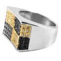 Chevalière Homme Acier Inoxydable - Bague Bling-Bling Damier Zircons Noir & Or