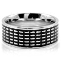 Schwarzer Edelstahl-Mann-Ring - originaler Silberakzente-Ring