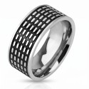 Man Ring Stainless Steel Color Black - Original Ring with Silver Accents