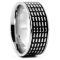 Uomo anello uomo nero anello in acciaio inox nero accenti argento originale