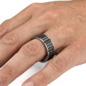 Schwarzer Edelstahl-Mann-Ring - originaler Silberakzente-Ring