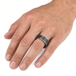 Anello uomo in acciaio inox nero - anello di accento argento originale 2