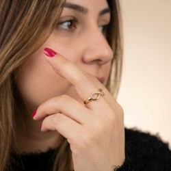 Bague Infini Femme en Acier Doré à l'Or Fin serti Oxyde de Zirconium 2