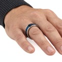Man Rings 3 Rings Stainless Steel - Mechanical Design Blue & Silver