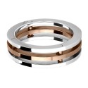 Bague 3 Anneaux Pour Homme Acier Inoxydable - Design Mécanique Or Rose & Argent