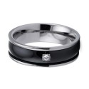 Black and Silver Two-tapped Men's Ring 7mm - Engagement Ring with Zircon
