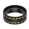 Edelstahl-Herren-Anti-Stress-Ring - Rotationsring Black & Gold-Gang