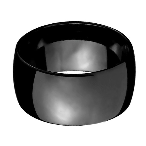 Anello uomo in acciaio inox nero 10mm | Ampio anello da bruciare