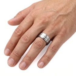 Anillo de compromiso Cepillado Titanio Hombre - Anillo en relieve para grabador 2