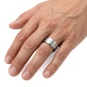 Engagement ring for brushed titanium man - embossed ring to burn