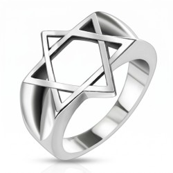 Stainless Steel Men's Knight Ring - David Openwork Star