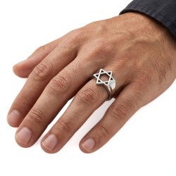 Anillo de caballero de los hombres de acero inoxidable - David Star Star 2