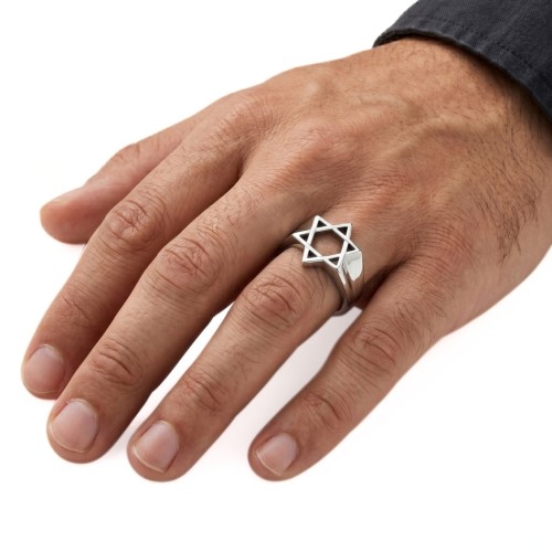 Bague Chevalière Pour Homme Acier Inoxydable - Étoile de David Ajourée