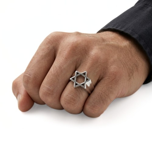 Stainless Steel Man Stainless Steel Ring With David Openwork Star