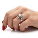 Edelstahl-Frauen-Ring-Silber-Schmetterlings-Knoten-Muster eingestellt mit einem weißen Zirkon